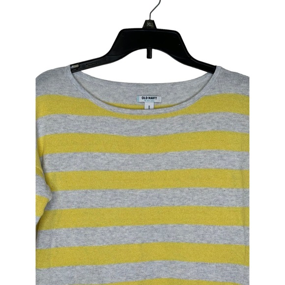 Old Navy Women's Sweater Striped Long Sleeve Lightweight Gray/Yellow‎ Sz. Medium - Picture 2 of 11